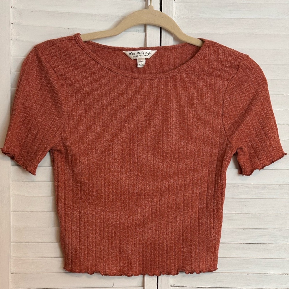 ASOS Miss Selfridge Ribbed Crop Top Womens size 6 short sleeve shirt